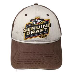 Bio-Domes Baseball Cap Brown Beige OS Strapback Miller Genuine Draft Logo Hat